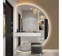 ZYBOWAYL Espejo de Baño LED de Media Luna Grande 90/100/110/120/130cm, Espejo de Tocador de Pared con 3 Colores Regulables, Antivaho Impermeable(Left Cut,110x70cm/43x28in)