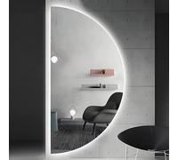 ZYBOWAYL Espejo de Baño LED de Media Luna Inteligente, 3 Color Regulable, Espejo de Tocador Sin Marco Antivaho, para Sala de Estar Dormitorio Entrada(Left Cut,40x80cm/16x32in)