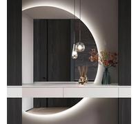 ZYBOWAYL Espejo de Baño LED Media Luna 130cm 3 Color Regulable Espejo de Cuerpo Entero 120cm Antivaho Sin Marco Retroiluminado con Botón Táctil(Left Cut,130x90cm/51x35in)