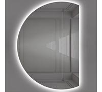 ZYBOWAYL Espejo de Baño Regulable 3 Luces de Color, Grande Semicircular Espejo de Cuerpo Entero LED Sin Marco Inteligente Decorativos para Entrada(Right Cut,43" L x 28" W)