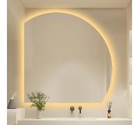 ZYBOWAYL Espejo de Pared Decorativo Antivaho Media Luna, 3 Color Luz LED Regulable 3000K/4000K/6000K, Espejo de Maquillaje Inteligente para Baño Salón(Left Under Cut,80 * 80cm/32 * 32")