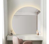 ZYBOWAYL Espejo de Tocador de Pared Retroiluminado Regulable 3 Luces de Color, Espejo Antivaho de Baño Led Semicircular Inteligente para Salón Entrada(Right Under Cut,40inch/100cm)