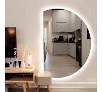 ZYBOWAYL Inteligente Antivaho Espejo de Baño de Pared, Grande Media Luna LED Espejo de Tocador con 3 Color Iluminado Regulable a Prueba de Explosiones(Left Cut,100x70cm/39x28)