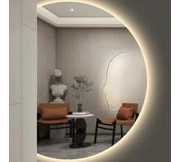 ZYBOWAYL Inteligente Espejo de Baño LED Media Luna, Luz Ajustable de 3 Colores Sin Marco Espejos de Tocador Anti-Niebla para Baño Dormitorio(Left Cut,120 * 80cm)