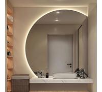 ZYBOWAYL LED Espelho Inteligente Decorativos de Pared Semicircular, Espejo de Baño Antivaho con Regulable 3 Luces de Color, Botón Táctil, Brillo Ajustable(Right Under Cut,100cm/40)