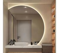 ZYBOWAYL LED Espelho Inteligente Decorativos de Pared Semicircular, Espejo de Baño Antivaho con Regulable 3 Luces de Color, Botón Táctil, Brillo Ajustable(Left Under Cut,70cm/28)