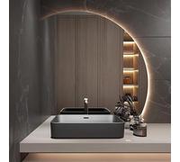 ZYBOWAYL Semicircular Espejo de Baño Antiniebla, Regulable 3 Luces de Color, Espejos de Tocador Led Media Luna Dimmable Inteligente con Botón Táctil(Left Under Cut,70cm/28)