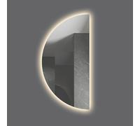 ZYBOWAYL Semicircular Espejo LED de Vanidad con 3 Luces de Color, Espejo de Baño de Pared Inteligente Antivaho con Botón Táctil para Maquillaje y Afeitado(Right Cut,100x50cm)