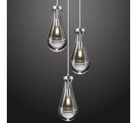 ZYBWL Chrome Raindrop - Lámpara de 3 llamas para cocina, isla de cristal, lámpara luminosa de cristal sólido, para comedor, balcón, pasillo, salón, moderna