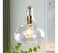 ZYBWL Lámpara de Techo Vidrio Transparente E27 Iluminación Colgante Metal Oro Suspensiones Iluminación Interior Moderna Lámpara Cocina Dormitorio Salón Ø 24 cm