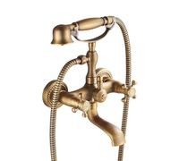 ZYCDP Grifo Bañera Pared Retro Grifo de Bañera y Ducha Vintage con Mango Cruz Doble Antiguo