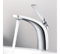 ZYCDP Grifo Baño Monomando Grifo de Lavabo Laton de Un Solo Agujero agua Fria y Caliente Cromado