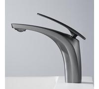 ZYCDP Grifo Baño Monomando Grifo de Lavabo Laton de Un Solo Agujero agua Fria y Caliente Gris Pistola