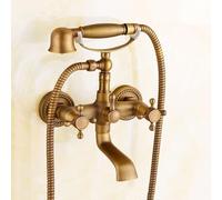 ZYCDP Grifo de Bañera de Pared con Mango Cruz Doble Grifo Ducha Laton Vintage Antiguo