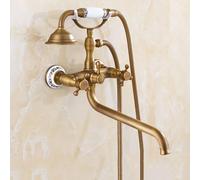 ZYCDP Grifo de Bañera y Ducha Vintage Grifo de Ducha Empotrado con Mango Cruz Doble Antiguo