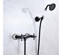 ZYCDP Grifo Ducha Vintage Laton Grifos de Bañera Para Baño con Grifo de Ducha de Mano Grifo Bañera y Ducha Dos Mandos, Negro Antiguo B
