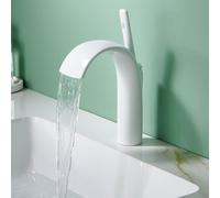 ZYCDP Grifo Lavabo Cascada Monomando Grifos para Lavabos de Baño Modernos de Laton Blanco