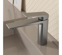 ZYCDP Grifo Monomando Lavabo agua Fria y Caliente Grifos para Lavabos de Baño Laton Gris Pistola