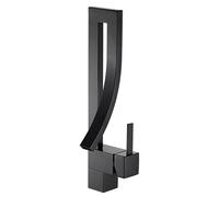 ZYCHSJXA Elegante Grifo Cuadrado de latón para Lavabo de baño, Grifo Mezclador de Lujo para Fregadero, Grifo de Agua fría y Caliente para Montaje en encimera (Negro, G9/16)