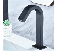 ZYCHSJXA Grifo de Lavabo sin Contacto, caño Tipo Cuello de Cisne, Mezclador, Sensor de inducción infrarroja Inteligente, Agua Caliente y fría no Ajustable, Negro, bajo.