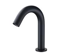 ZYCHSJXA Grifo de Lavabo sin Contacto, Grifo automático con Sensor infrarrojo, Grifo Mezclador para Lavabo de baño, caño de Cuello de Cisne, Agua fría y Caliente, Negro, bajo.