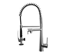 ZYCHSJXA Grifo Mezclador para Fregadero de Cocina ZUOZUIYQ con rociador extraíble, un Solo Orificio, Doble Salida de Agua fría y Caliente, rotación de 360°, Cepillado hacia Abajo