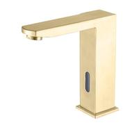 ZYCHSJXA Grifo Mezclador sin Contacto para Lavabo, Acabado Dorado Cepillado, para baño, con Control automático de Temperatura de Agua fría y Caliente, Sensor infrarrojo, no Regulable, de AC