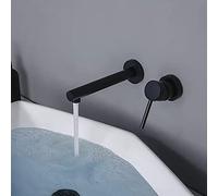 ZYCHSJXA Grifo On-Stage para baño, Agua fría y Caliente, Montaje en Pared, Redondo, Monomando, válvula de cerámica, Lavabo en Alba Negro Mate. Es Muy Amable de tu Parte.
