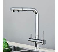 ZYCHSJXA in 1 Black Pull out Kitchen Faucet with Water Purifier Flexible Brass Hot & Cold Mixer Tap Chrome Finish Modern Design Easy Installation Ideal for Home Use