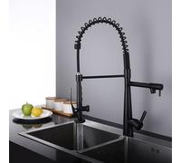 ZYCHSJXA ZUOZUIYQ Grifo Mezclador para Fregadero de Cocina, rociador extraíble, un Solo Orificio, Agua Caliente y fría, Doble Salida, rotación de 360°, Grifo Negro hacia Abajo