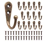 ZYDYRX 15 piezas Gancho para llaves Gancho para abrigos bronce con tornillos Gancho para abrigos vintage Mini gancho para sombreros Gancho de jardín para llaves Bolsos Toallas