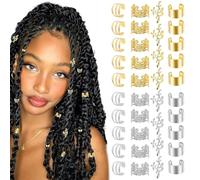ZYEKIU 120 Piezas Accesorios Pelo Trenza Accesorios Pelo Mujer Cuentas Cabello Joyas para Rastas de Cabello Accesorio para Rastas Ajustables Mujeres y Hombres Decoración Fiestas