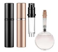 ZYEKIU 2 Piezas Atomizador Perfume Recargable, Bote de Perfume Recargable 5ml, Recargador de Perfume Portátil, Atomizador Perfume Mini, para Perfume, Colonia, Loción (Negro, Oro rosa)