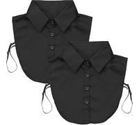 ZYEKIU 2 Piezas Cuellos Desmontables, Moderno y Versátil Cuello Camisa, Cuello Camisa Falso Mujer Cuellos, Desmontable Blusa Camisas Collar para Fiestas, Bodas, Veladas (Negro)