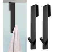 ZYEKIU 2 Piezas Gancho para Mampara de Ducha 17,2CM Sin Perforaciones Gancho de Puerta para Baño Ganchos para Mampara de Ducha Acero Inoxidable para Puertas de Ducha Vidrio sin Marco Baño (Negro)