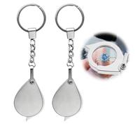 ZYEKIU 2 Piezas Lupa de Llavero, Lupas de Gran Aumento, Portátil Decorativa Plegable Compacta Lectura Diferentes Aumentos Colgante Mini Lupa de Bolsillo para Leer Libros Periódicos