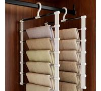 ZYEKIU 2 Piezas Percha Pantalones Multiple, 7 En 1 para Perchas Pantalones Ahorra Espacio de Acero Inoxidable Extensible, Percha Multiple para Faldas, Bufandas, Corbatas, Cinturones, Sábanas