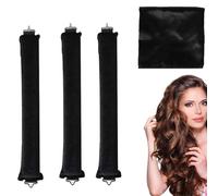 ZYEKIU 3 Pcs Rizador Pelo Sin Calor Suave, Rizador de Pelo Sin Calor, Rulos Pelo Flexibles con Gancho, Overnight Hair Rollers Blowout, DIY Rulos para Cabello Largo Medio Corto (Negro)