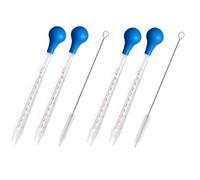 ZYEKIU 4 Piezas 10 ml Pipetas Cristal, Glass Cuentagotas Graduada con Escala Transparente, Pipeta con Bola de Goma y Cepillo de Limpieza, Cuentagotas Apto para Laboratorios y Cocinas