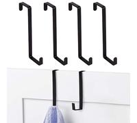 ZYEKIU 4 Piezas de Ganchos de Puerta Reversibles en Forma de Z, Diseño Reversible de Puerta Delgados, Metal Resistente que Pueden Transportar 15 kg para Dormitorio, Baño, Cocina, Armario (Negro)
