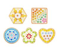 ZYEKIU 5 Piezas Posavasos Madera, Coasters for Drinks Manual, Posavasos de Madera Creatividad, Posavasos de Mosaico de Bambú DIY, para Tazas Tazas de Té Copas de Vino Jarrones Decoración del Hogar