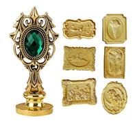 ZYEKIU 7 Piezas Sello Lacre Personalizado Sello Lacre Contiene 1 asa Sellos de Cera de Sellado Desmontable, Múltiples Estilos, Reutilizable para Lnvitaciones Envoltura Tarjetas Boda Paquetes de Vino