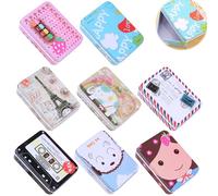 ZYEKIU 8 Piezas Vistoso Cajas Metalicas, Mini Dibujos Animados Caja Metalica Pequeña, Metal Rectangular Caja Pequeña, Cajas de Almacenaje con Tapa para Guardar Caramelos, Llaves