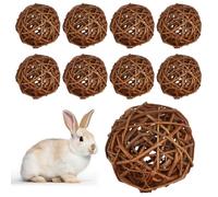 ZYEKIU 9 Piezas Juguetes para Conejos, Pequeños Animales Bola para Masticar, Hamster Juguete Natural, Bolas de Masticar Interesante, para Conejos Cobayas Chinchillas Hámsteres Ratones Loros (5cm)