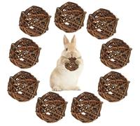 ZYEKIU 9 Piezas Juguetes para Conejos, Pequeños Animales Bola para Masticar, Hamster Juguete Natural, Bolas de Masticar Interesante, para Conejos Cobayas Chinchillas Hámsteres Ratones Loros (6cm)