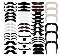 ZYEKIU Barba Postiza 48 Piezas Bigote Postizo Bigotes Postizos Realistas Autoadhesivos Barba Blanca Novedad Bigotes para Fiesta de MáScaras, Fiesta de CumpleañOs, ActuacióN de Disfraces