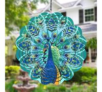 ZYEKIU Carrillon de Viento Rotación Molino de Vientos 3D Wind Chimes for Garden Decoración Colgante Molino de Viento Jardin Exterior 30CM para Exteriores e Interiores para Jardín, Patio (Pavo Real)