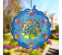 ZYEKIU Carrillon de Viento Rotación Molino de Vientos 3D Wind Chimes for Garden Decoración Colgante Molino de Viento Jardin Exterior 30CM para Exteriores e Interiores para Jardín, Patio(Libélula)