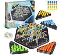 ZYEKIU Juegos de Clavijas Triangulares, Trigle Juego de Mesa Mini, Triggler Juego de Mesa Gomas Portátil, Juegos de Tablero de Ajedrez Triangula para Reunión Familiar para Niños y Adultos
