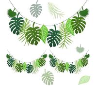 ZYEKIU Pancarta de Hojas Tropicales Banderines Fiesta Verano DecoracionJungla para Hawaiana Reutilizable Banner de Fieltro para Fiestas Tropicales Decoración de Cumpleaños Fiesta Hawaiana